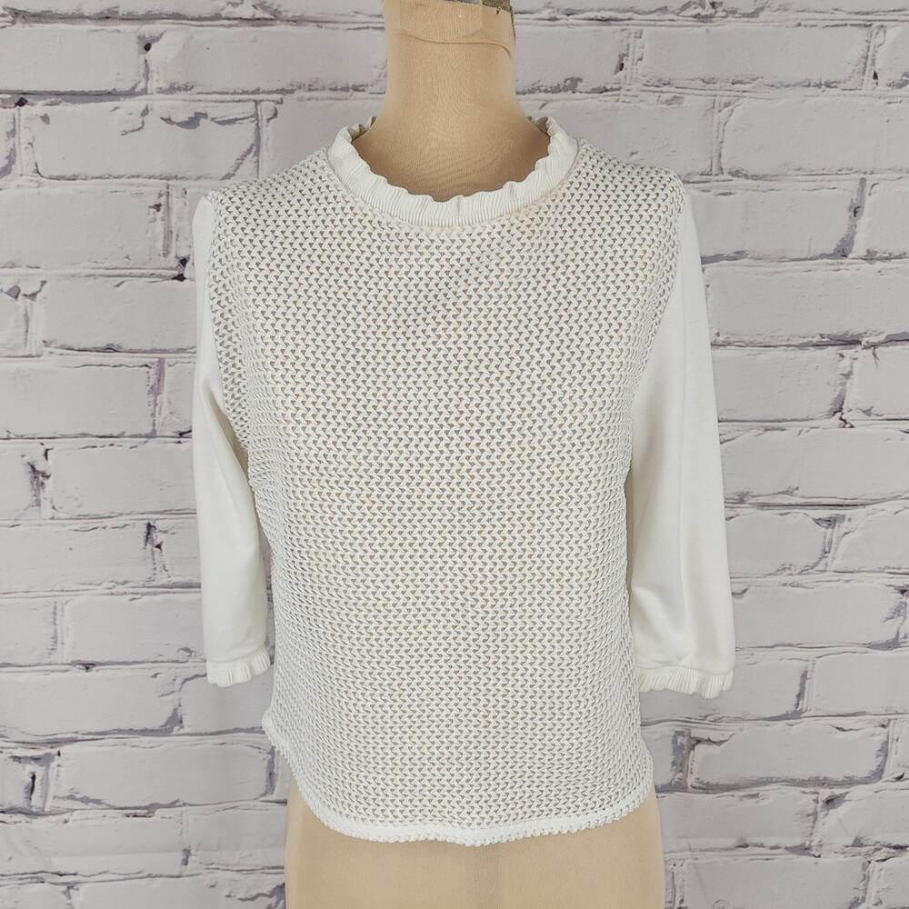 Zara Collection Sweater KnitwearFront CottonBack Ruffles Size L cottagecore